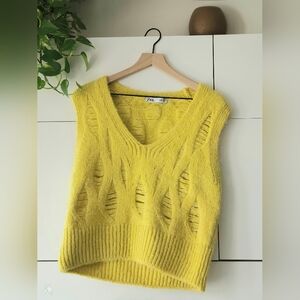 Zara Yellow Knit Sweater Vest
